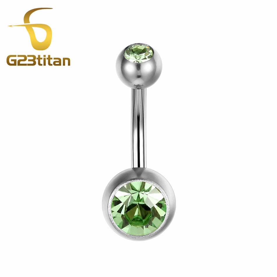 15 Colors Medical Titanium Zirconia Navel Piercing Barbell Surgical Steel Belly Button Rings