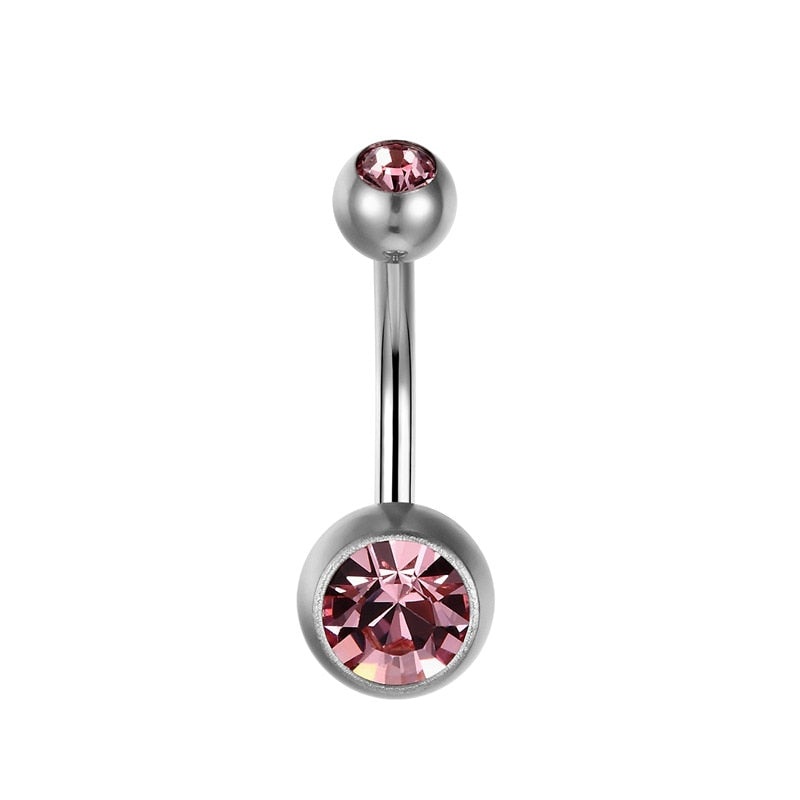 15 Colors Medical Titanium Zirconia Navel Piercing Barbell Surgical Steel Belly Button Rings