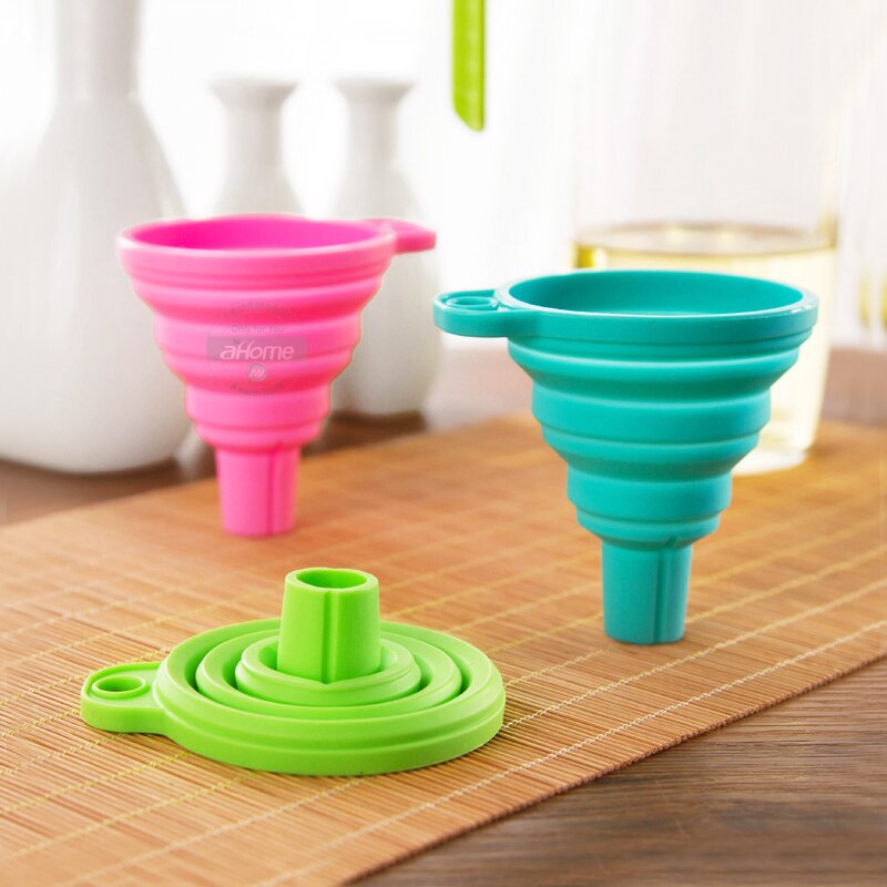 Silicone Folding Funnels Kitchen Tools Kitchen Accessory Foldable Funnel Mini Silicone Collapsible Portable Funnel