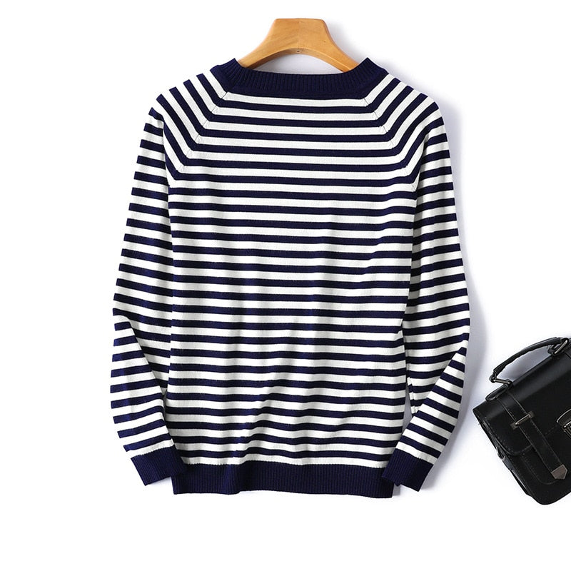 Long Sleeve Striped Pullover Women Sweater Knitted Sweaters