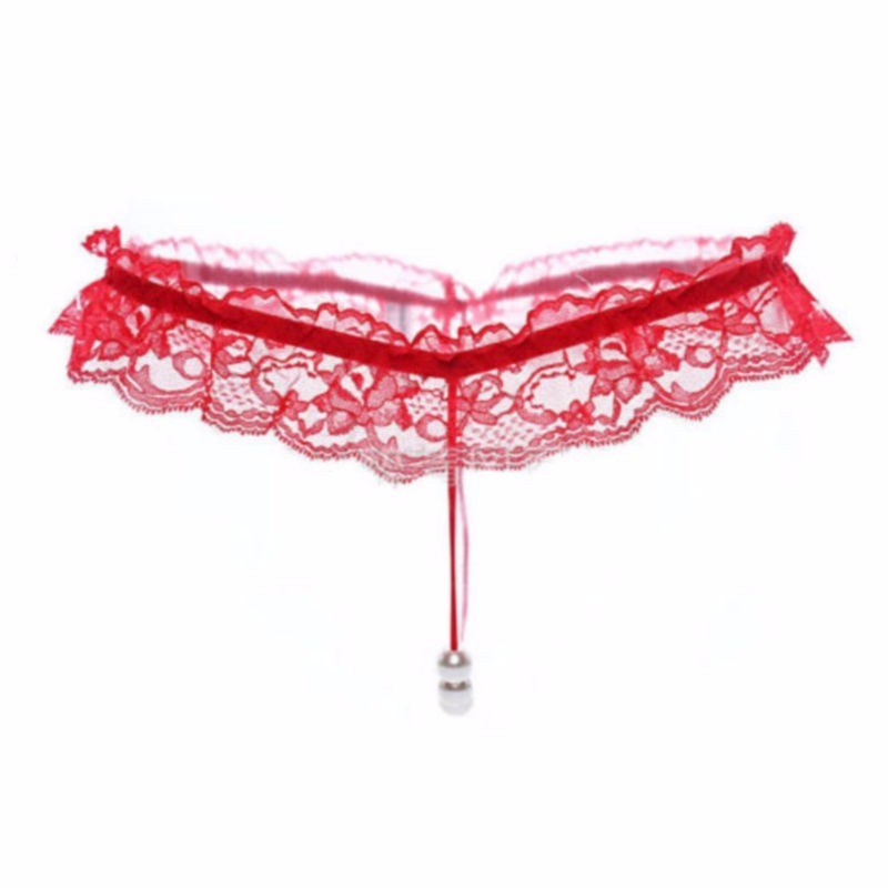 Sexy Women Pearl Panties Lace G String Temptation Underwear Ladies Tanga Hipster Thong Transparent Dessous Elastic Underpants