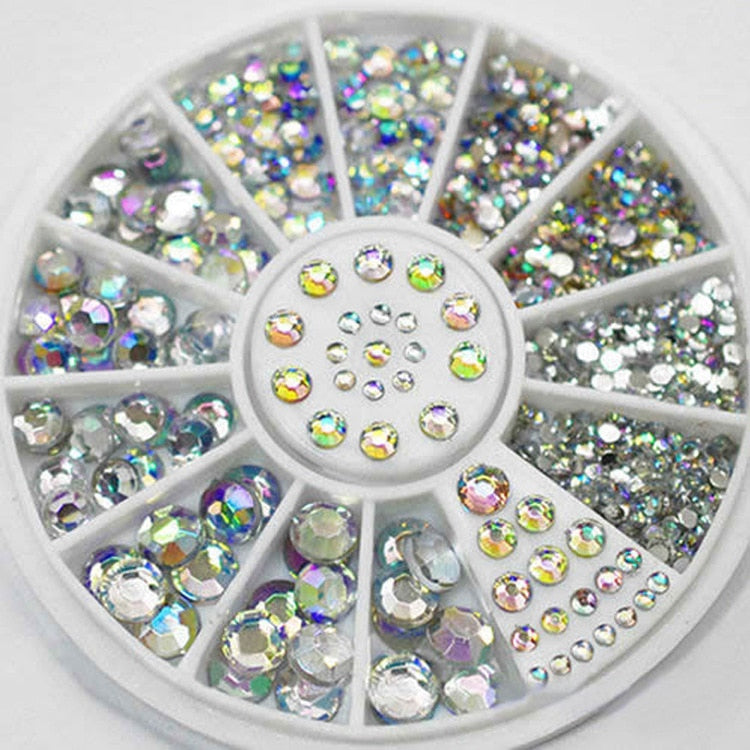 1 Box Colorful 3D Jelly AB Acrylic Wheel Nail Stickers Decoration DIY Nail Art Tips Jewelry Rhinestones Manicure Tools