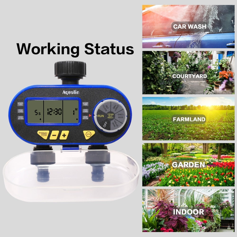 New Arrival Two Outlet Garden Digital Electronic Water Timer Solenoid Valve Garden Irrigation Controller for Garden,Yard#21060