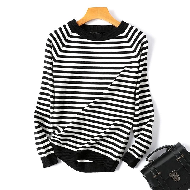 Long Sleeve Striped Pullover Women Sweater Knitted Sweaters