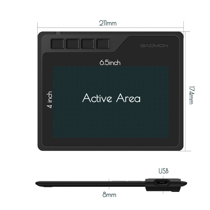 GAOMON S620 6.5 x 4" Digital Graphic Tablet for Drawing Painting&Game OSU, 8192 Level Pen Tablet Support Android/Windows/Mac OS