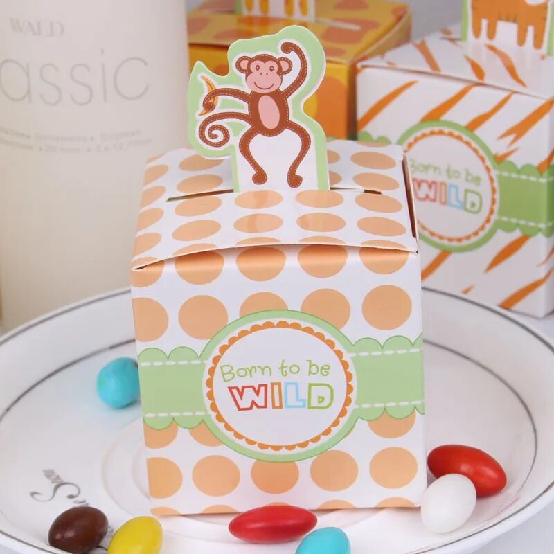 40pcs Animal Candy Boxes Born To Be Wild One Birthday Party Decor Wedding Gifts For Guests Baby Shower Party Supplies Kids Favor