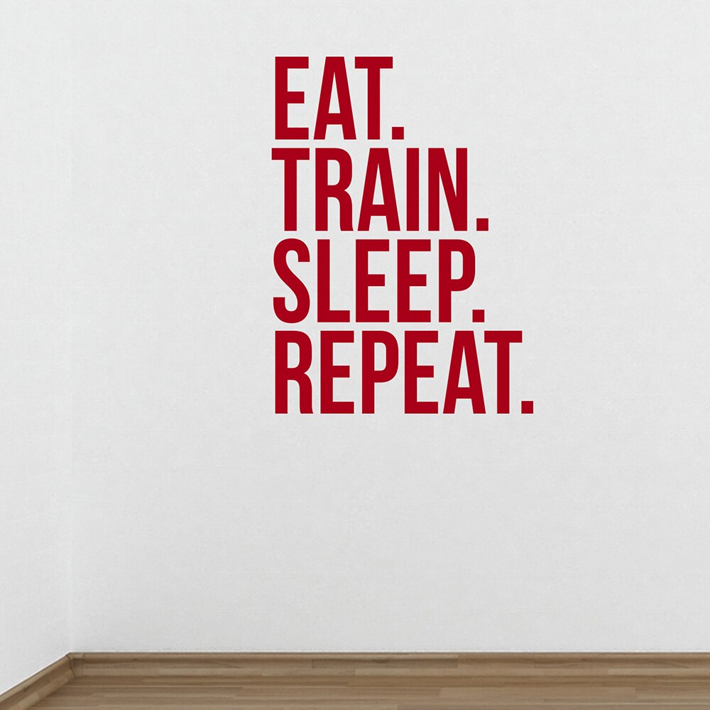 Eat Train Sleep Repeat Fitness Wall Decal Quote for Gym Kettlebell Crossfit Motivational Quotes Art Stickers Home Decor