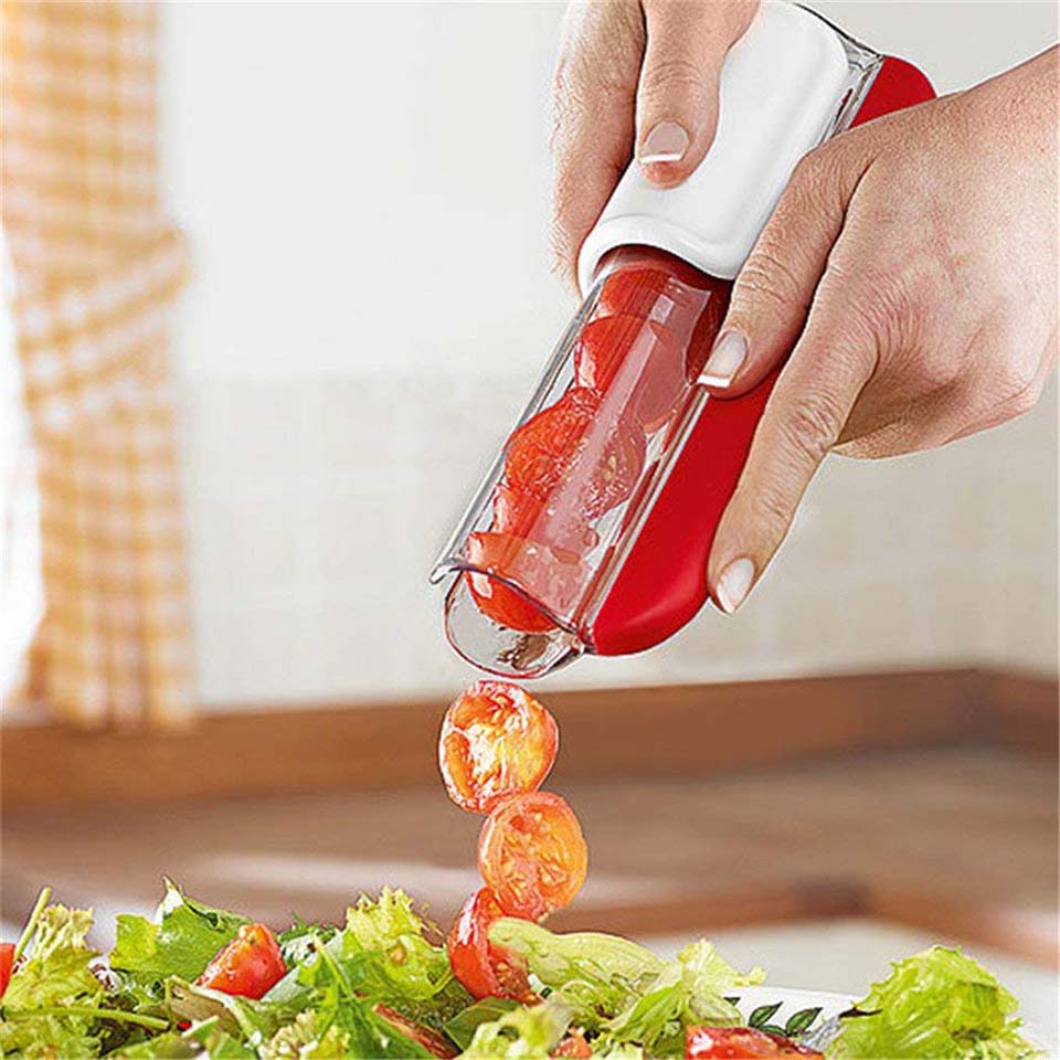 TEENRA Red Tomato Slicer Easy Stainless Steel Tomato Slicer Fruit Vegetable Cutter Kitchen Gadgets