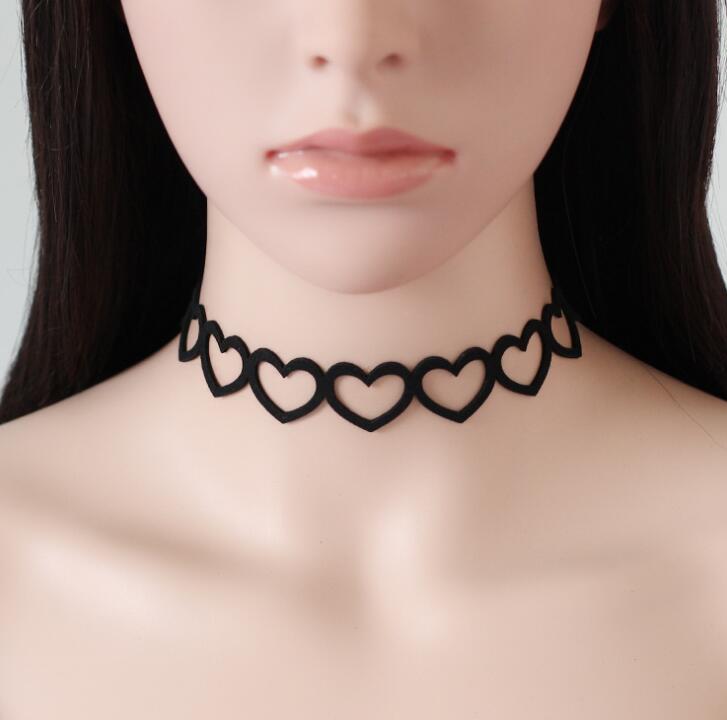 Black Lace Choker Necklace Women Velvet Choker Love Heart Necklaces