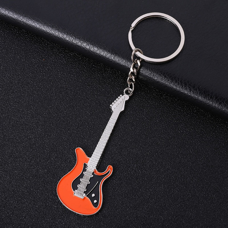 Men Womens Guitar Keychains pink blue red black Key Chain Charms for Bag Musician Jewelry Car Keyring Accessories Gift 2022