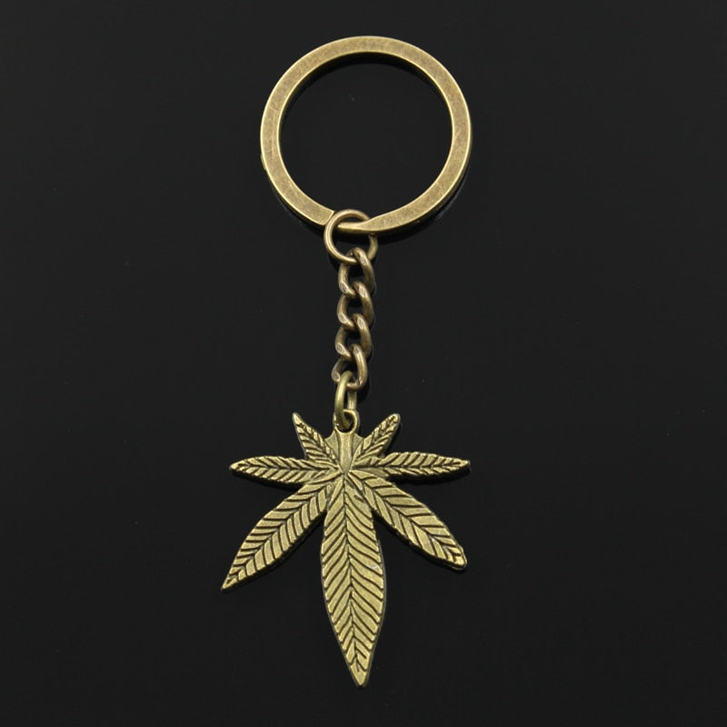 Fashion Key Ring Metal Key Chain Keychain Jewelry Antique Gold Color Bronze Silver Color Plated Maple Leaves 39x34mm Pendant