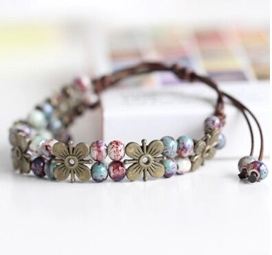 National Wind Restoring Ancient Ways Is The High Temperature Glaze Ceramic Handmade Trinkets Women's Fashion  Bracelets