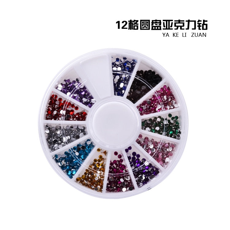 1 Box Colorful 3D Jelly AB Acrylic Wheel Nail Stickers Decoration DIY Nail Art Tips Jewelry Rhinestones Manicure Tools