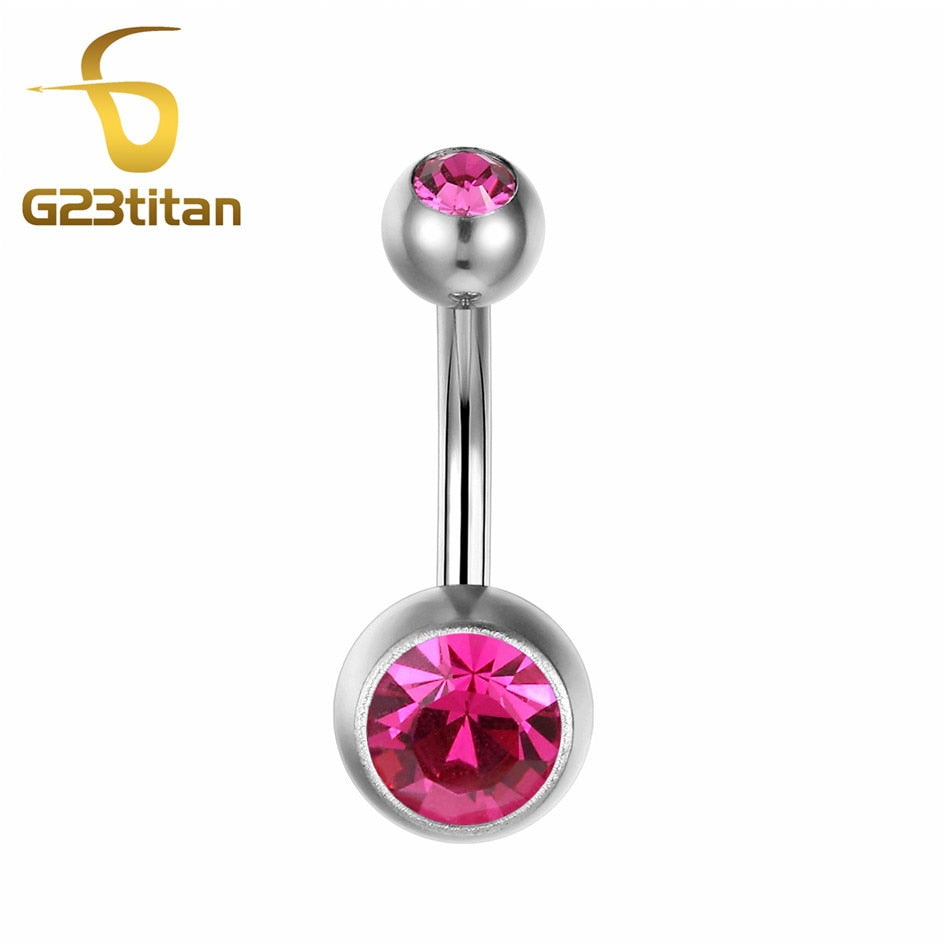 15 Colors Medical Titanium Zirconia Navel Piercing Barbell Surgical Steel Belly Button Rings