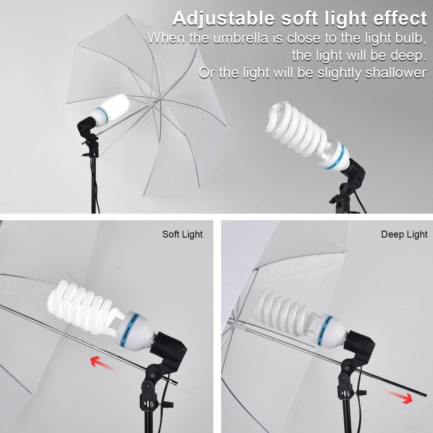 ZUOCHEN Studio Umbrella Photo Lighting Backdrop Kit + 4 Backdrops + 2 Umbrellas + 2*135W Light Bulbs + Reflecor+ Backdrop Stand