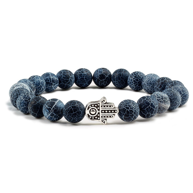 Bracelets en pierre volcanique naturelle pour hommes et femmes, breloques, perles de lave noire mates, bijoux de prière de Yoga, cadeau mignon
Volcanic stone bracelet