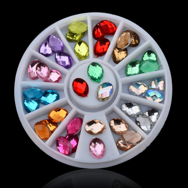 1 Box Colorful 3D Jelly AB Acrylic Wheel Nail Stickers Decoration DIY Nail Art Tips Jewelry Rhinestones Manicure Tools