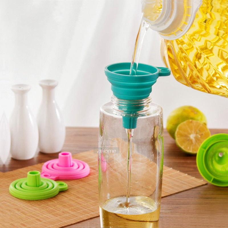 Silicone Folding Funnels Kitchen Tools Kitchen Accessory Foldable Funnel Mini Silicone Collapsible Portable Funnel