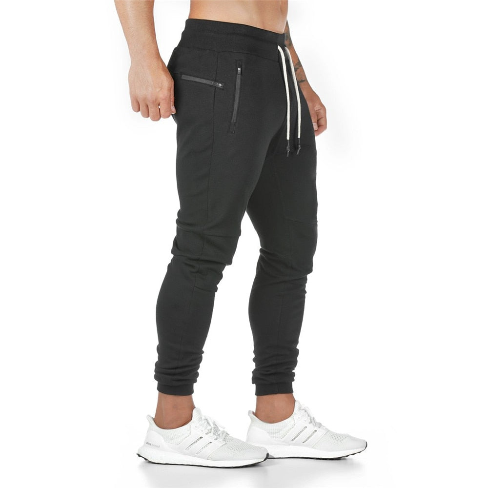 Black Joggers Sweatpants Men Slim Casual Pants Solid Color Gym Workout Cotton Sportswear Autumn Male Fitness Crossfit Trackpants