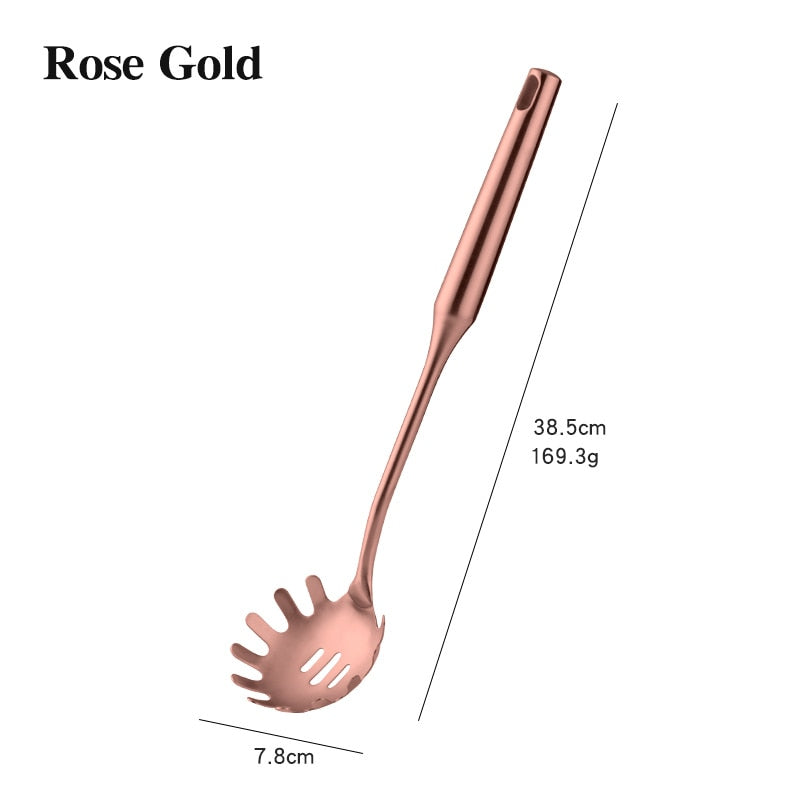 1PCS Cookware Stainless Steel Rose Gold Kitchen Utensils High-grade Kitchen Tool Functional Serving Spoon Soup Ladle Spatula