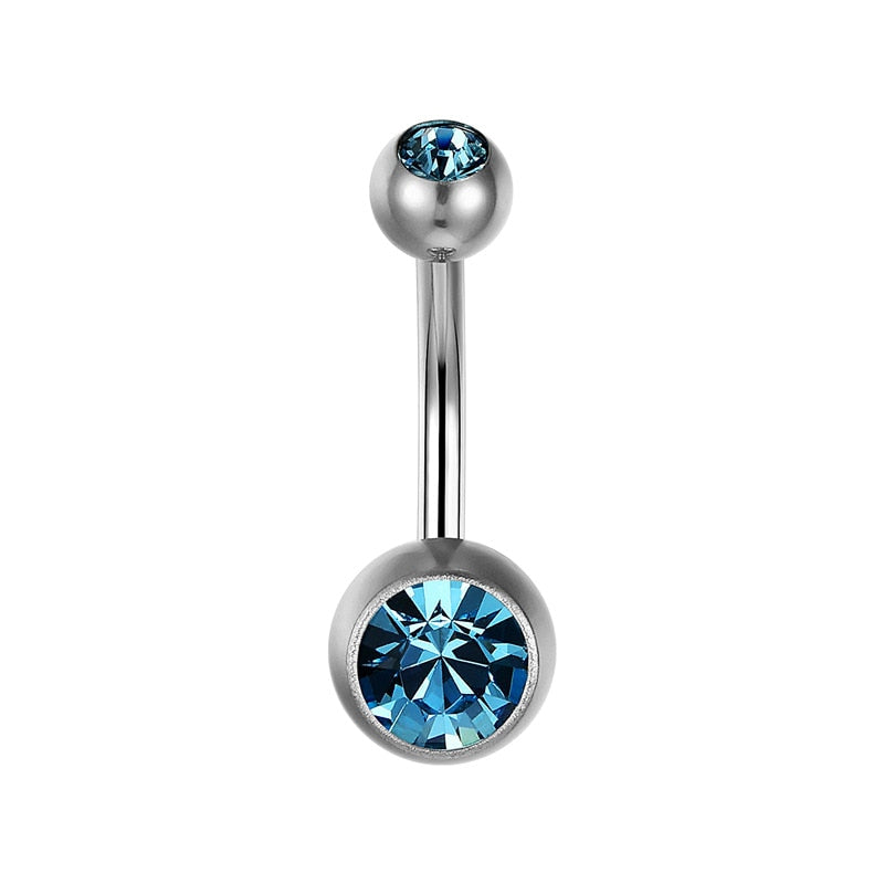 15 Colors Medical Titanium Zirconia Navel Piercing Barbell Surgical Steel Belly Button Rings