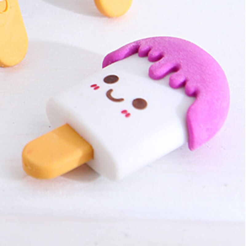 2 Pcs 3d Kawaii Popsicle Food  Eraser Cute Stationery Pencil Eraser School Office Correction Supplies Erasers