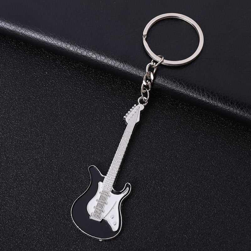 Men Womens Guitar Keychains pink blue red black Key Chain Charms for Bag Musician Jewelry Car Keyring Accessories Gift 2022