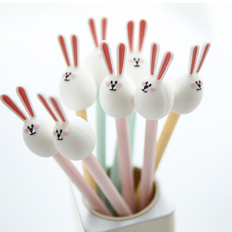 3pcs Cute Bunny Rabbit Gel Pen Cartoon 0.5mm Ballpoint Black Color Pens for Writing Stationery Office School Supplies A6209