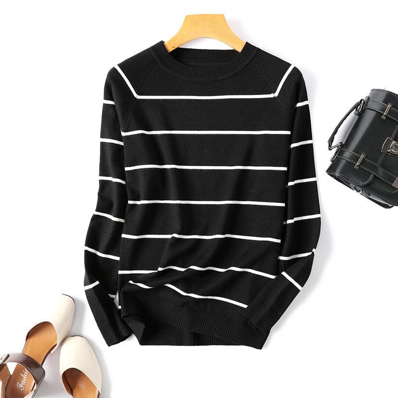 Long Sleeve Striped Pullover Women Sweater Knitted Sweaters