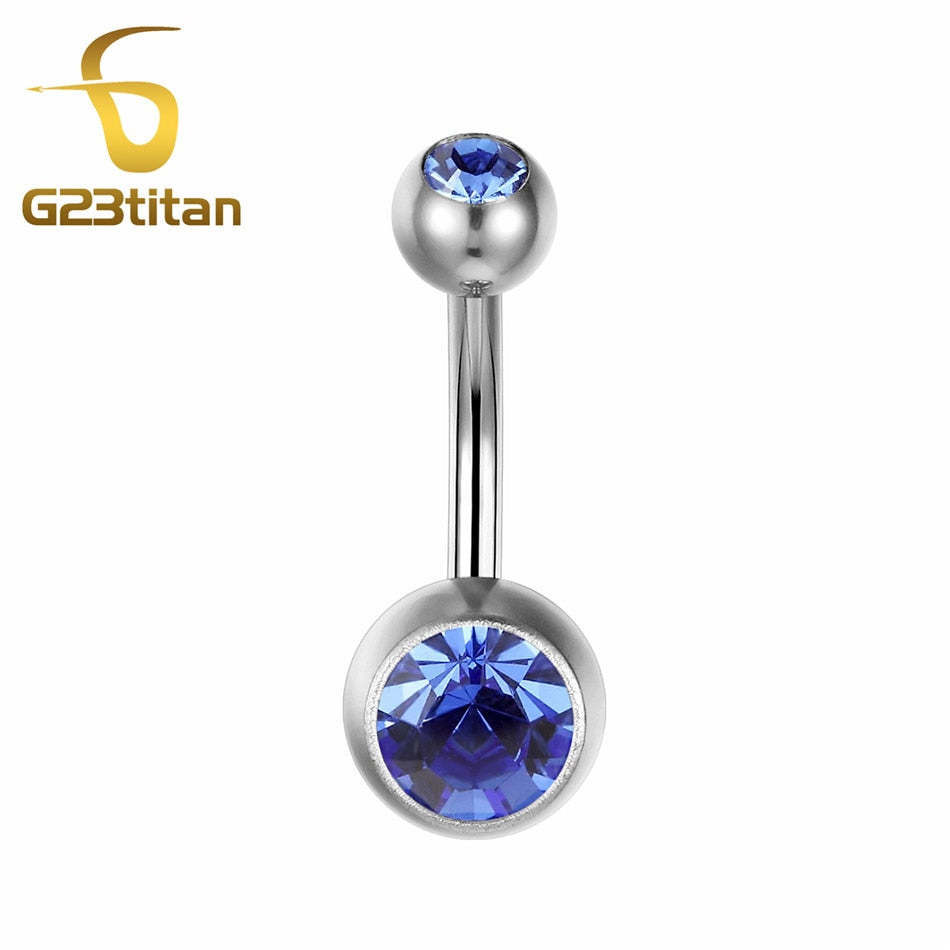 15 Colors Medical Titanium Zirconia Navel Piercing Barbell Surgical Steel Belly Button Rings