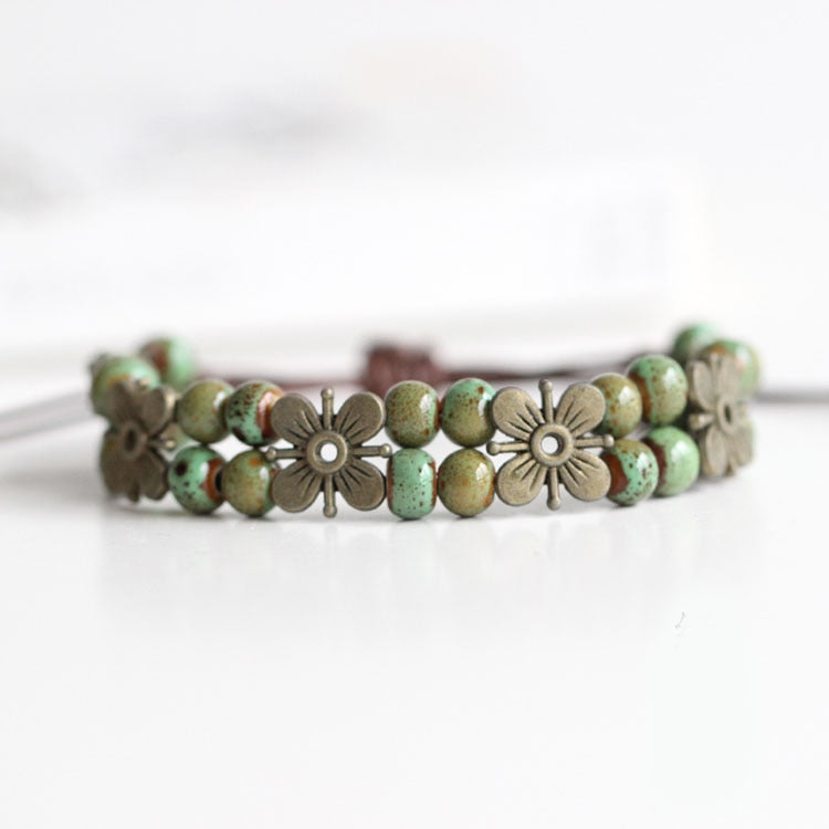 National Wind Restoring Ancient Ways Is The High Temperature Glaze Ceramic Handmade Trinkets Women's Fashion  Bracelets