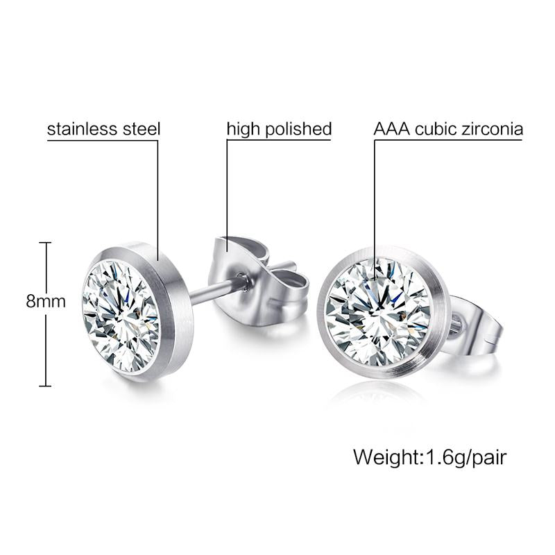 Vnox CZ Stone Classic Simple Stud Earrings for Women color Elegant Female Earings Jewelry