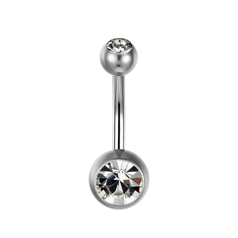 15 Colors Medical Titanium Zirconia Navel Piercing Barbell Surgical Steel Belly Button Rings