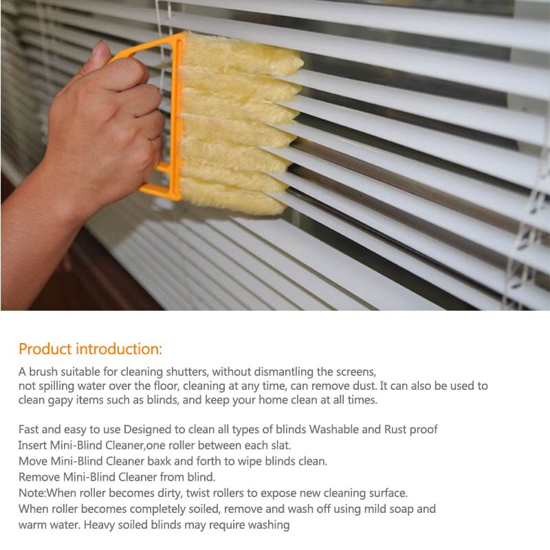 1 PC Portable Window Cleaning Brush Washable Home Cleaning Tools Microfiber Venetian Blind Brush Kitchen Accessories