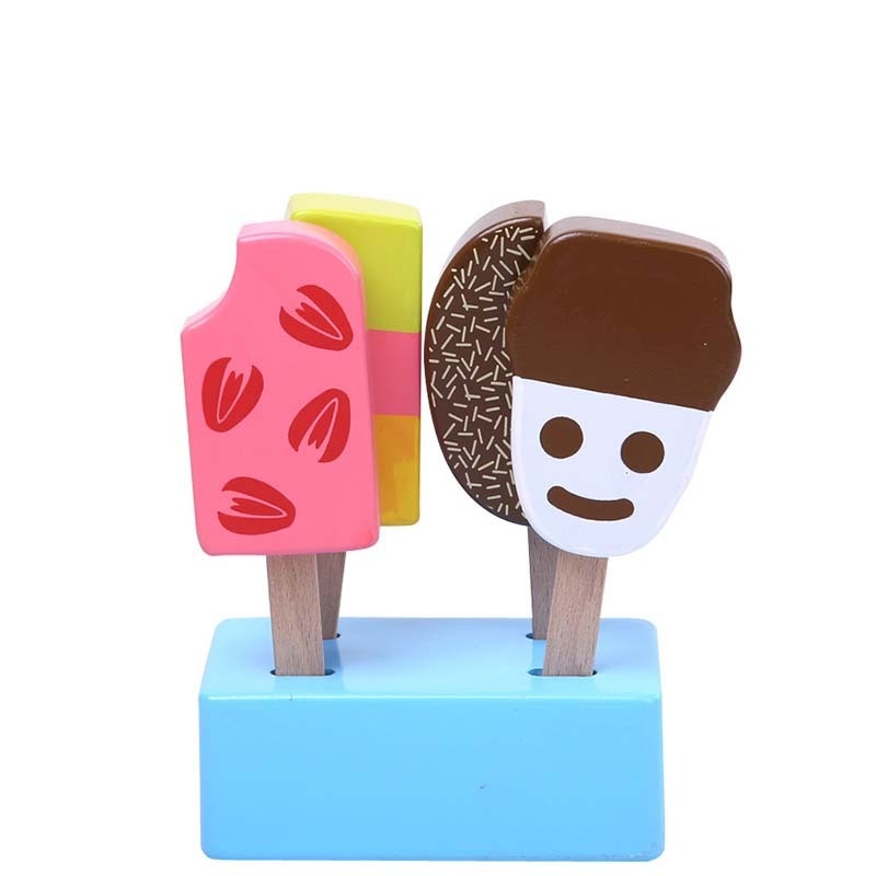 Toy Woo Wooden Kitchen Toys Pretend Play Ice Cream Food Toys Play Gift For Children Kitchen Magnetic Vanilla Chocolate -5