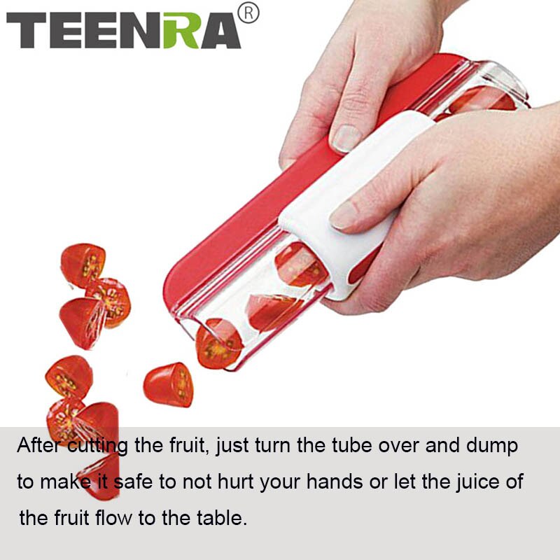 TEENRA Red Tomato Slicer Easy Stainless Steel Tomato Slicer Fruit Vegetable Cutter Kitchen Gadgets