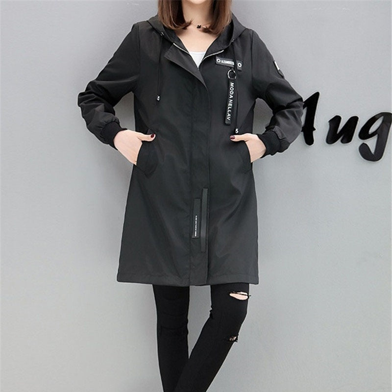 Trench Coat Womens Spring Autumn Medium length Windbreaker Coats / Lady Outerwear