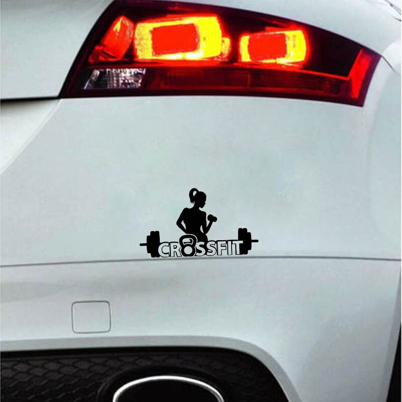 YJZT 13.6*7.9CM Crossfit Hot Fitness Girl Car Sticker Silhoutte Fashion Style Cartoon Vinyl Decal Black/Silver C20-0737