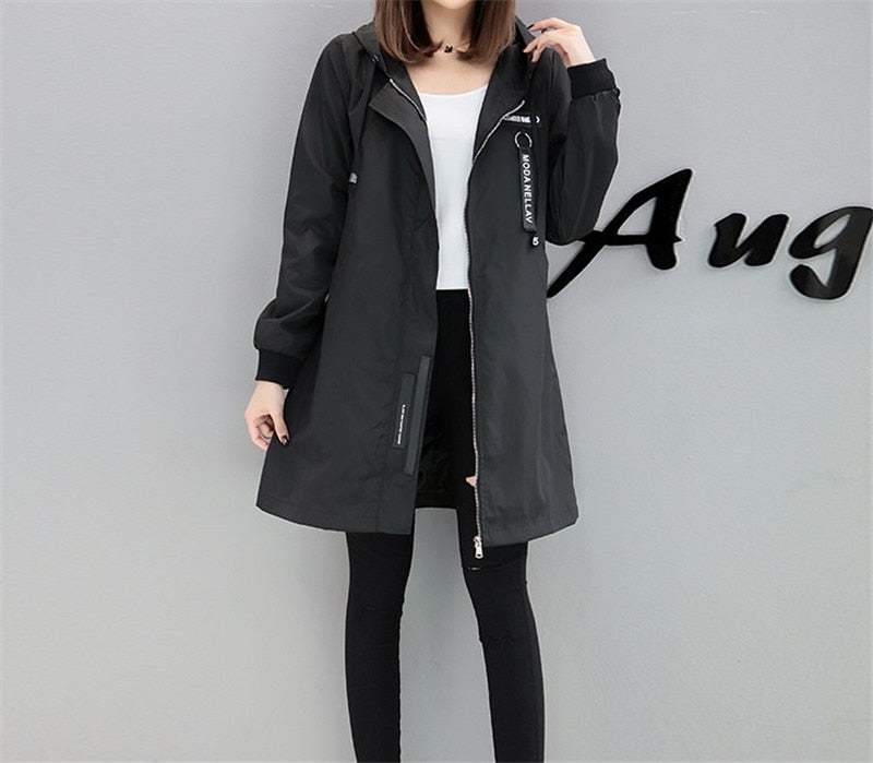 Trench Coat Womens Spring Autumn Medium length Windbreaker Coats / Lady Outerwear