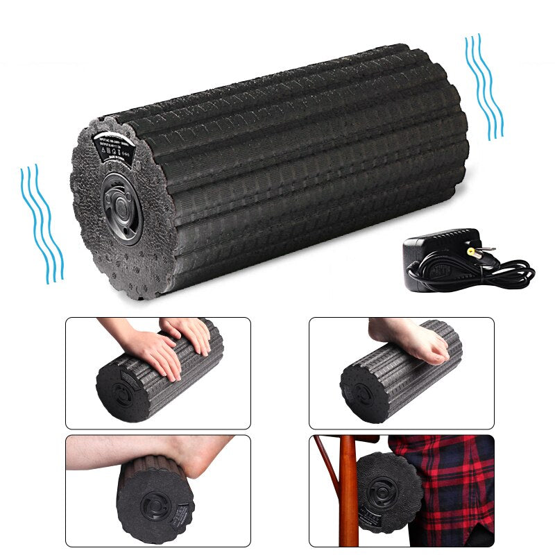 Vibrating Massage Foam Fitness Roller Trigger Point Crossfit Electric Yoga for Muscle Recovery Relaxation and Physical Therapy