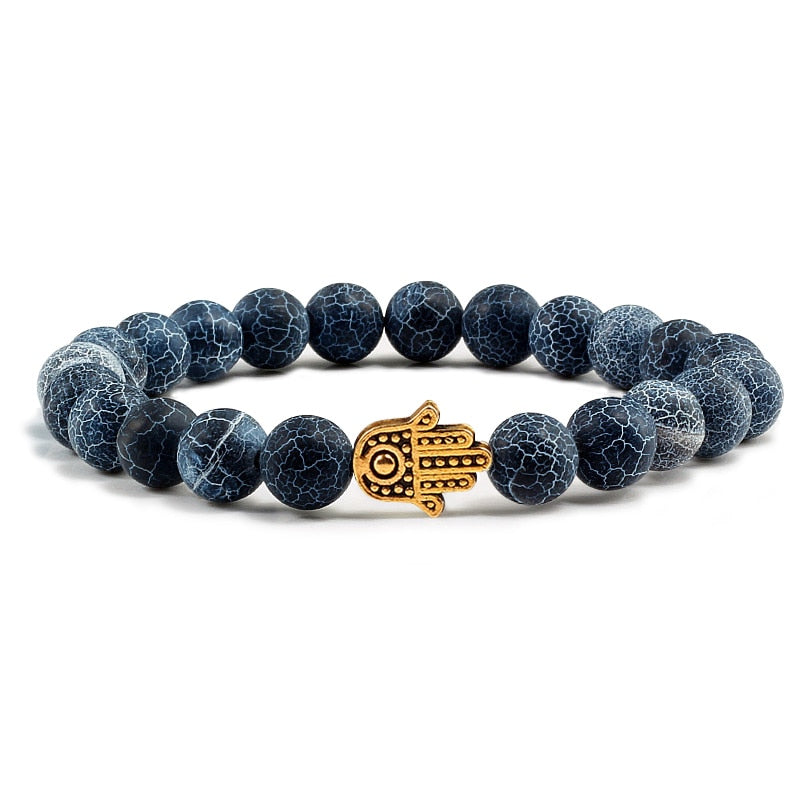 Bracelets en pierre volcanique naturelle pour hommes et femmes, breloques, perles de lave noire mates, bijoux de prière de Yoga, cadeau mignon
Volcanic stone bracelet