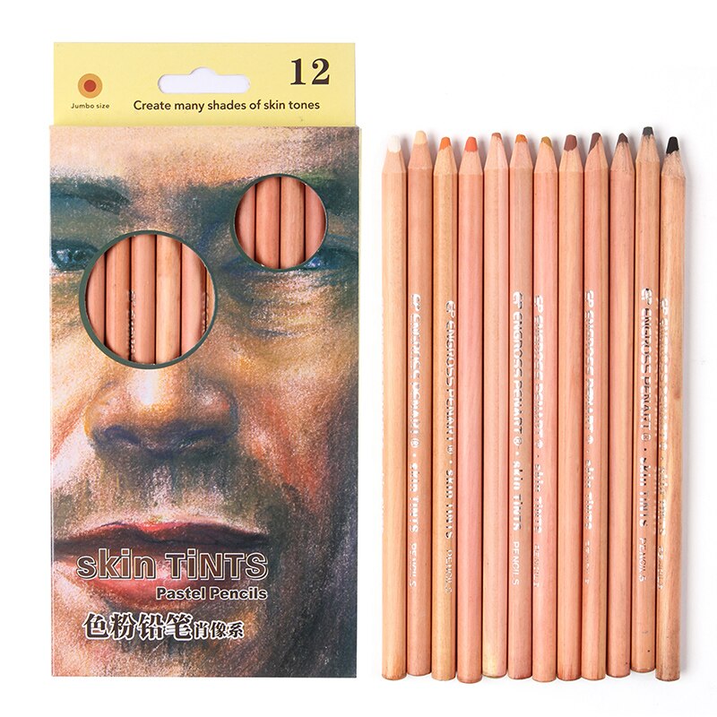 12 Professional Soft Pastel Pencils Wood Skin Tints Pastel Colored Pencils For Drawing School Lapices De Colores Stationery