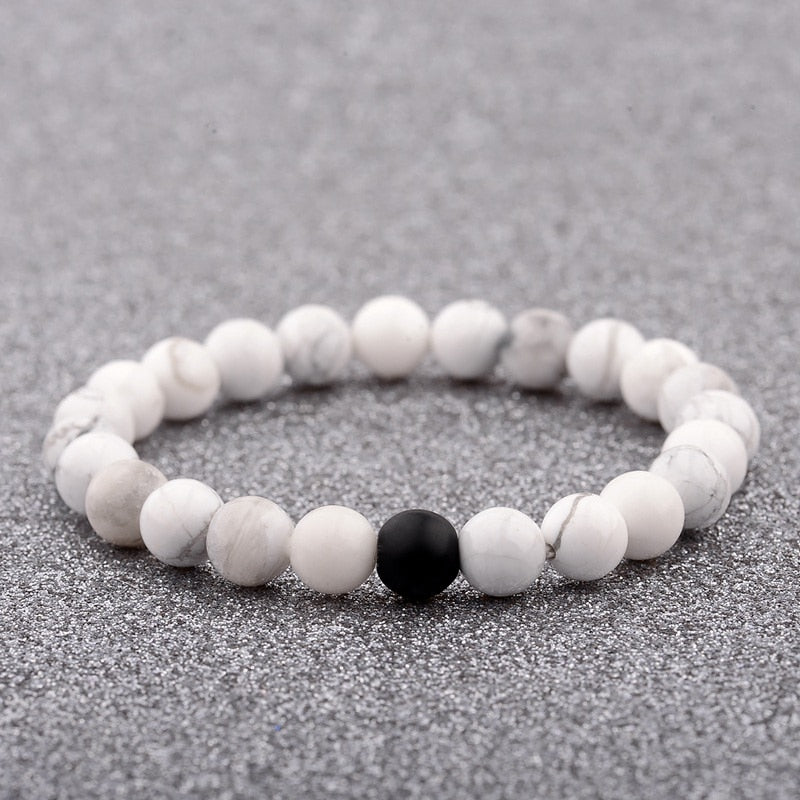 Couples Distance Bracelet Natural Wood Stone White And Black Yin Yang Beaded Bracelets For Men Women Best Friend Valentine's Day