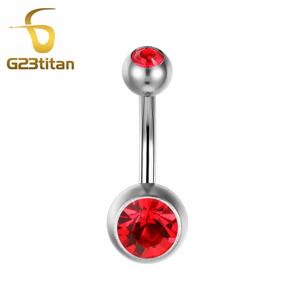 15 Colors Medical Titanium Zirconia Navel Piercing Barbell Surgical Steel Belly Button Rings