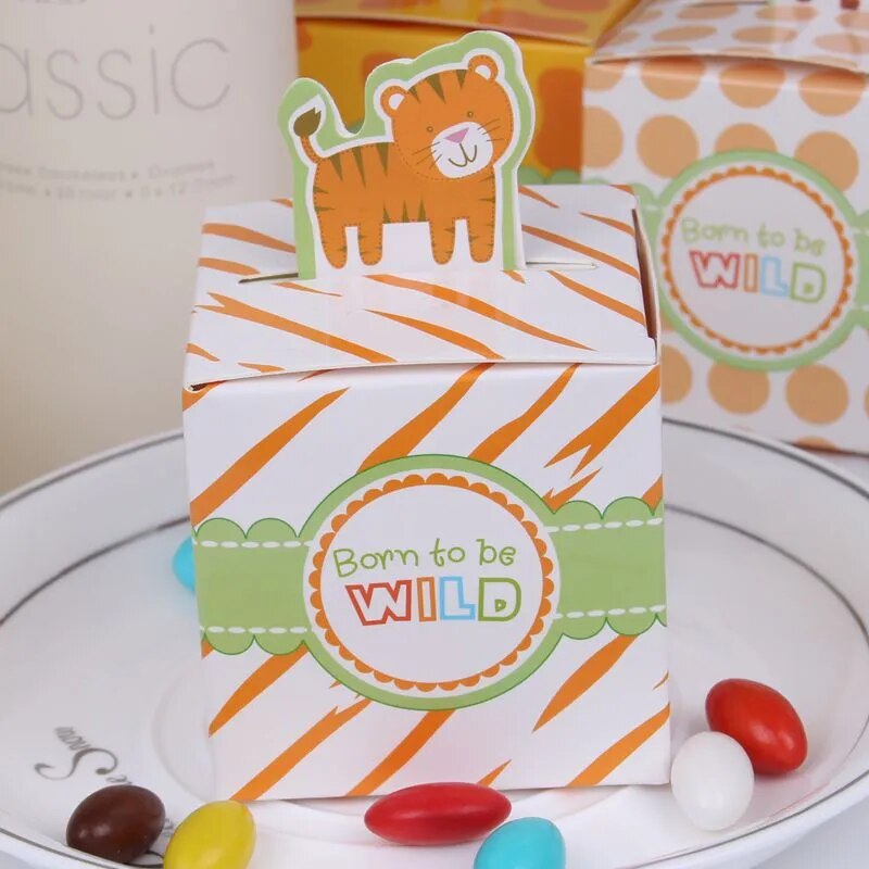 40pcs Animal Candy Boxes Born To Be Wild One Birthday Party Decor Wedding Gifts For Guests Baby Shower Party Supplies Kids Favor