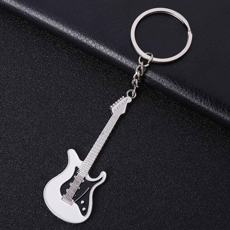 Men Womens Guitar Keychains pink blue red black Key Chain Charms for Bag Musician Jewelry Car Keyring Accessories Gift 2022