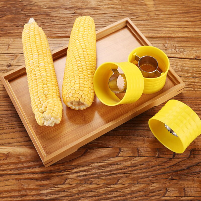 Yellow Corn Plane Peeler Cob Thresher Kitchen Gadgets Manual Rotation Stainless Steel Corn Stripper Cutter Stripping Tool