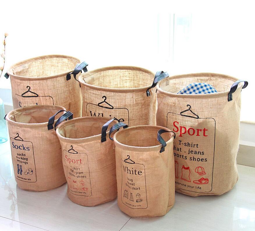 Waterproof  Laundry Hamper Bag Clothes Storage Baskets Home jute Makeup Storage barrel kids toy storage laundry basket LW0340