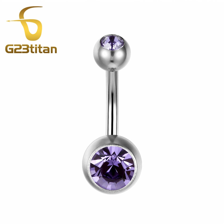 15 Colors Medical Titanium Zirconia Navel Piercing Barbell Surgical Steel Belly Button Rings