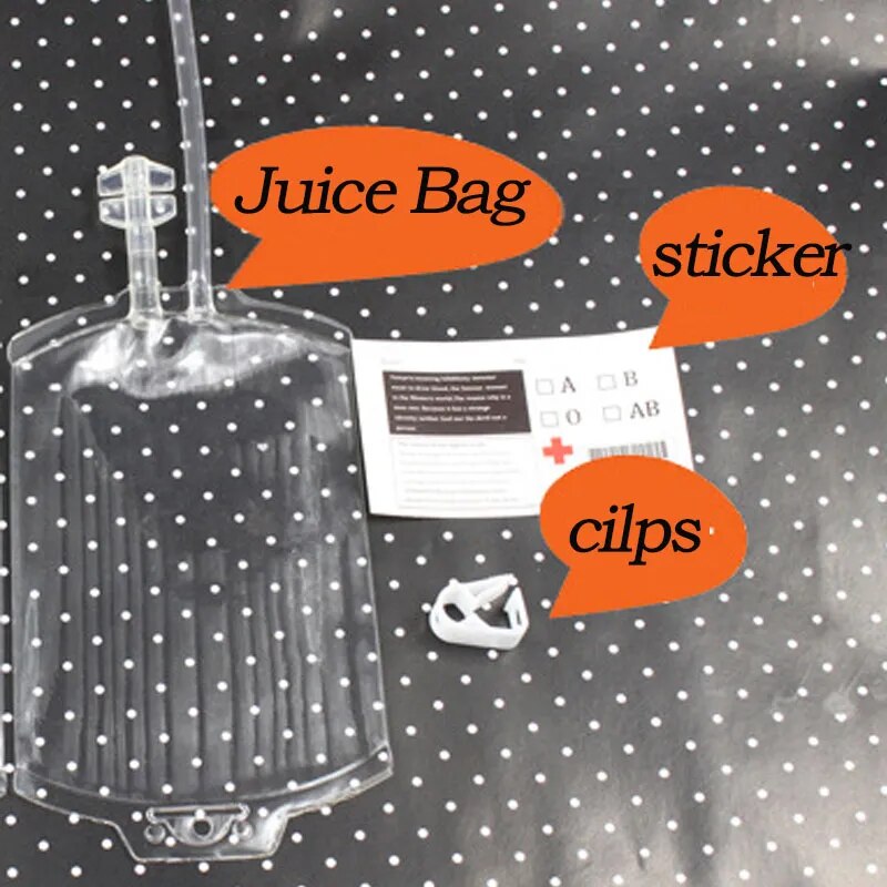 10pcs Clear Blood Juice Drink Milk Coffee red wine Coke beer Bag Halloween event Party supplies Pouch Vampires Reusable Bags